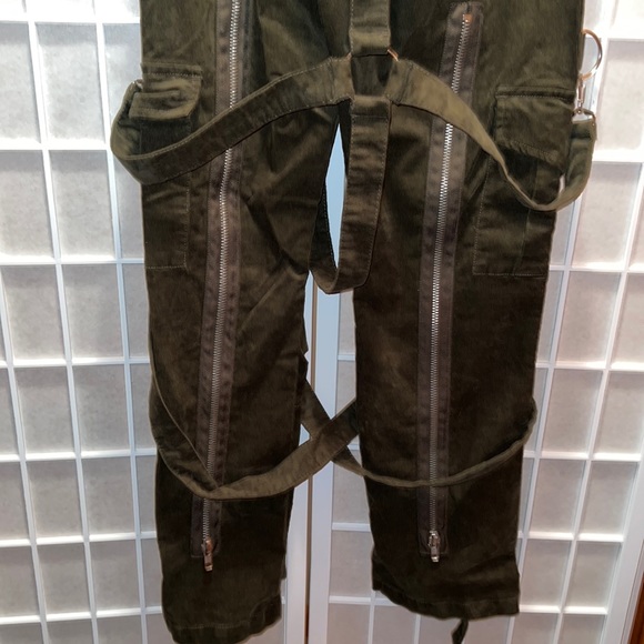 CARGO BONDAGE PANTS;OLIVE Corduroy , adjustable straps - Picture 7 of 7